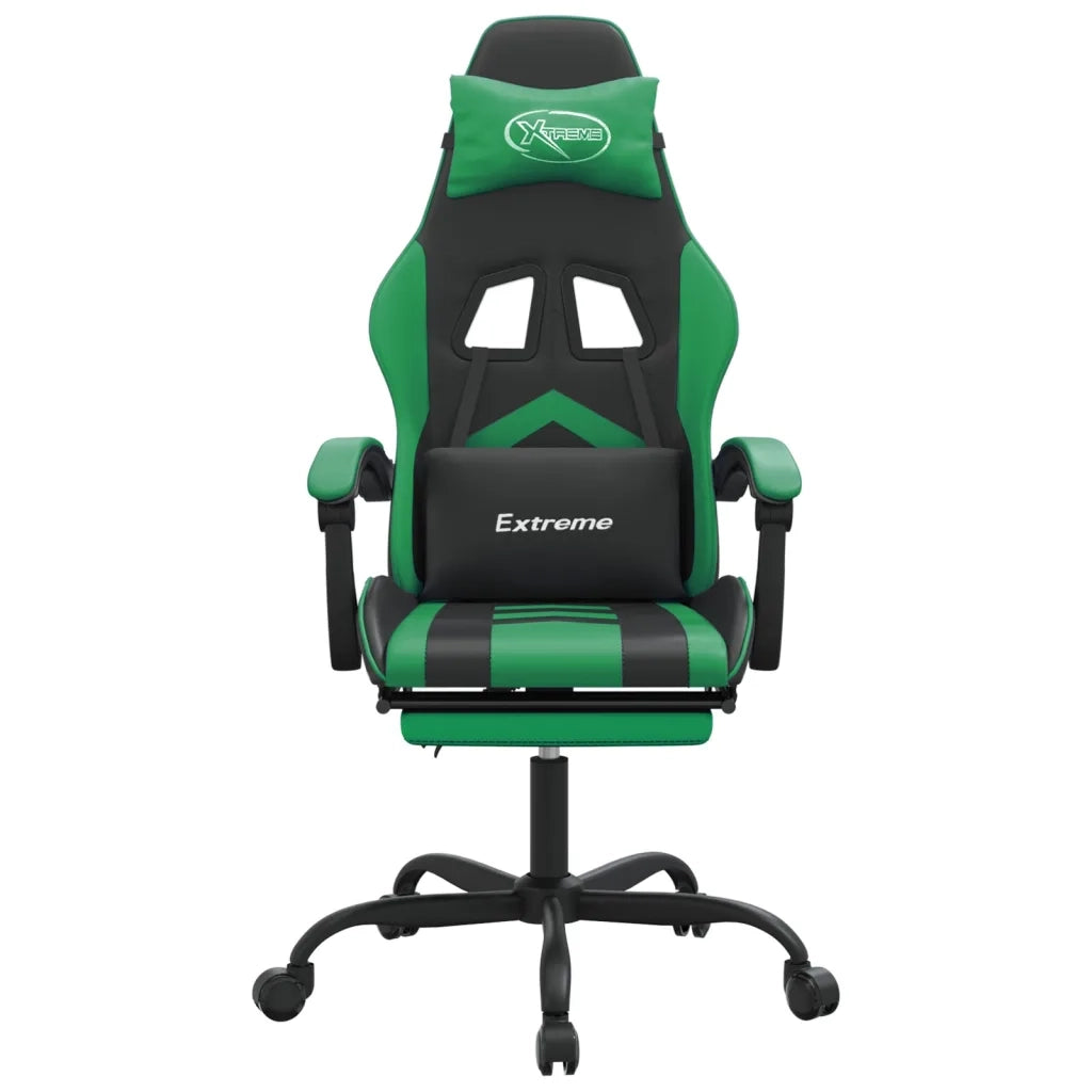 Sedia da Gaming con Poggiapiedi Nero e Verde in Similpelle cod mxl 77151