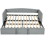 LETTO DIVANO 3 POSTI CON LETTINO ESTRAIBILE CONVERTIBILE IN LETTO MATRIMONIALE,205X186X75 CM, GRIGIO CHIARO