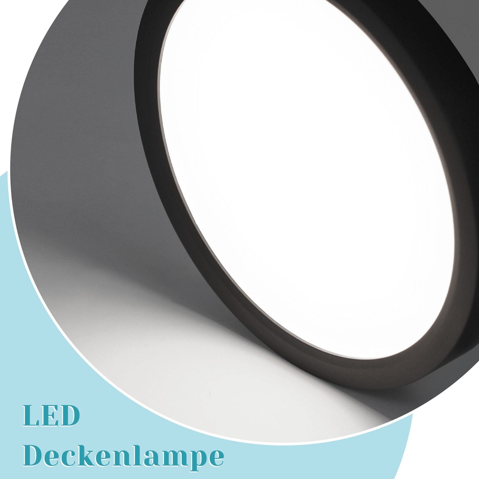 ZMH Lampada da soffitto LED piano 30 cm 24W nero 6000K moderna per cucina corridoio camera letto