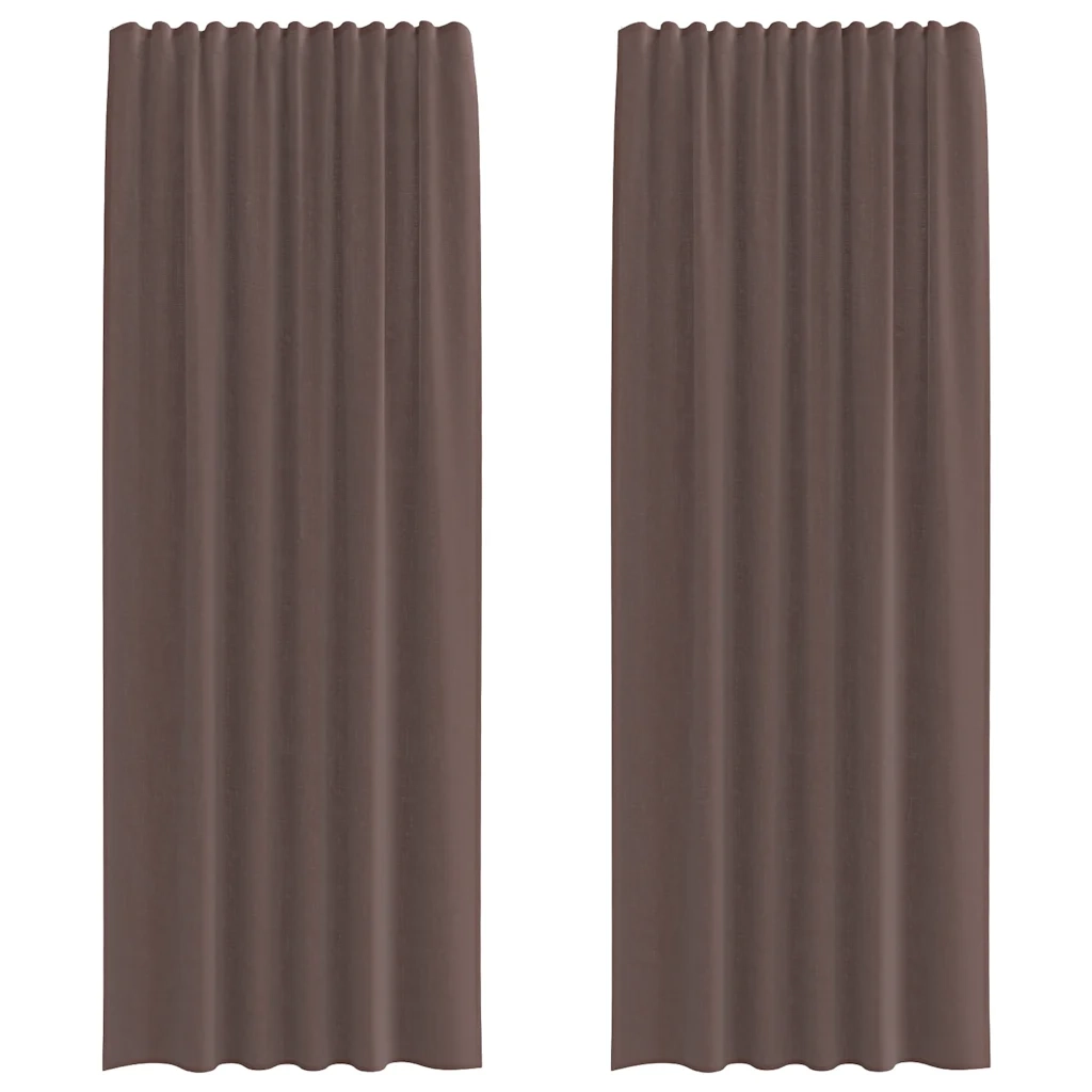 vidaXL Tende in Voile con Tasche per Aste 2 pz Marrone