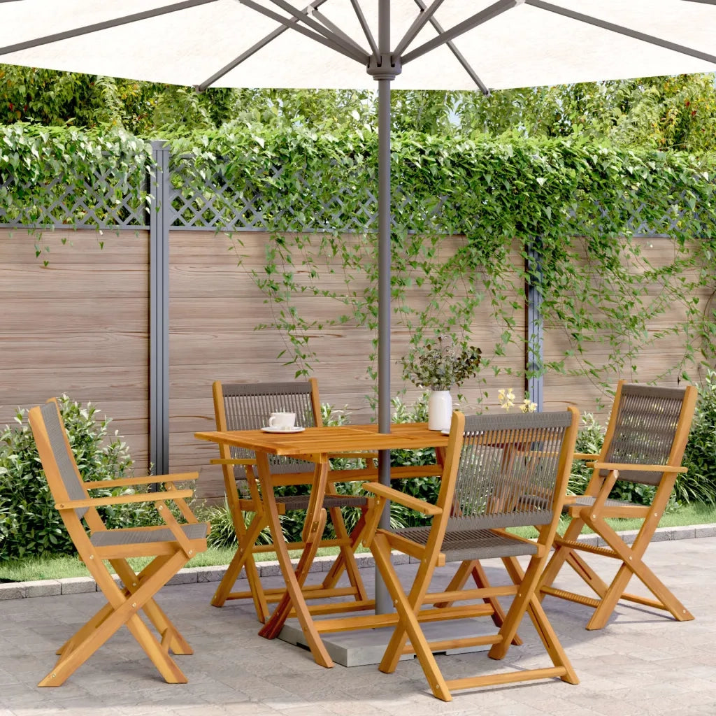 Sedie da Giardino Pieghevoli 4 pz | Sedie da Esterno Grigie Legno Massello Acacia