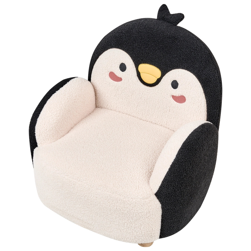 Poltrona per bambini Pinguino bouclé Nero Imbottito Sedia bassa per bambini Forma