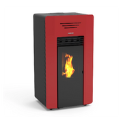 Windy stufa a pellet canalizzata 13,2kw in acciaio rosso Lincar