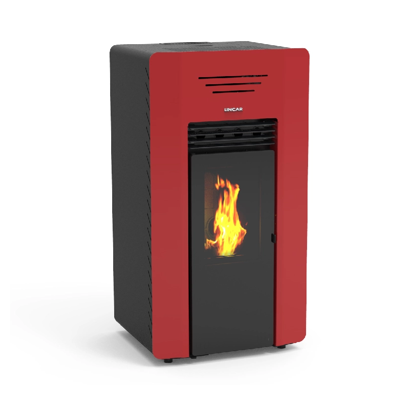 Windy stufa a pellet canalizzata 13,2kw in acciaio rosso Lincar