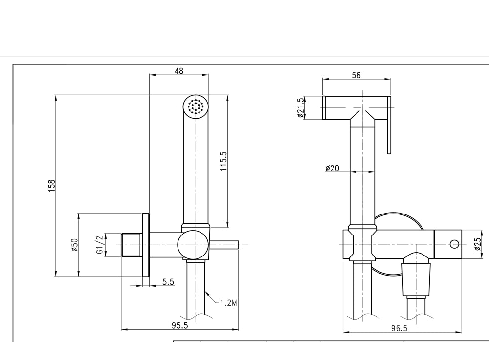 Kit idroscopino acqua calda e fredda shut-off azionamento a leva ottone ogomondo *** finitura- nero tondo, confezione 1