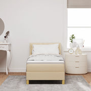 Letto con rete a molle e materasso panna 80x200 cm in tessuto