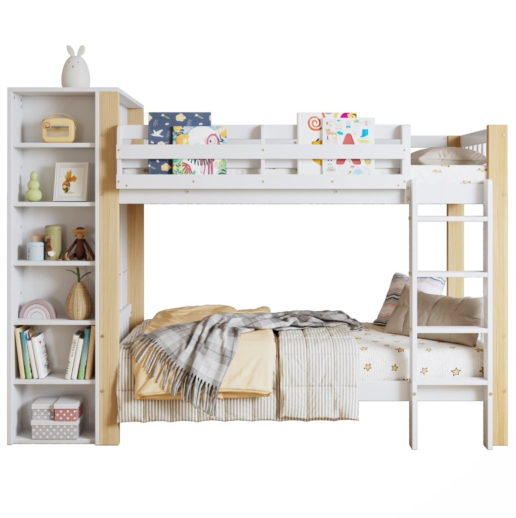 Letto a castello 90x200 cm con armadio e ripiani