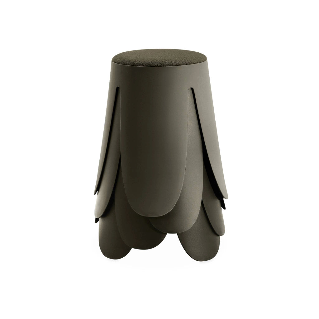 Set 4 sgabelli impilabili in bouclé, kaki