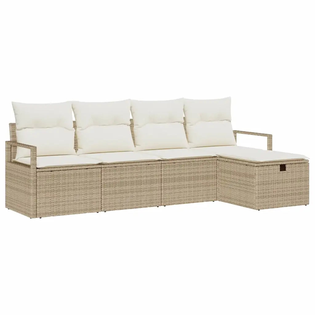 Set di divani con cuscino 5 pcs Beige e Crema polyrattan