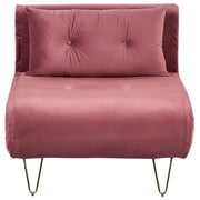 Divano letto 1 posto in velluto rosa con cuscino e gambe in metallo dorato pieghevole senza braccioli dorato glamour