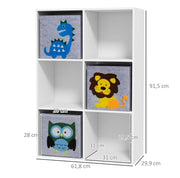 Libreria per bambini con 6 vani e 3 cassetti grigio