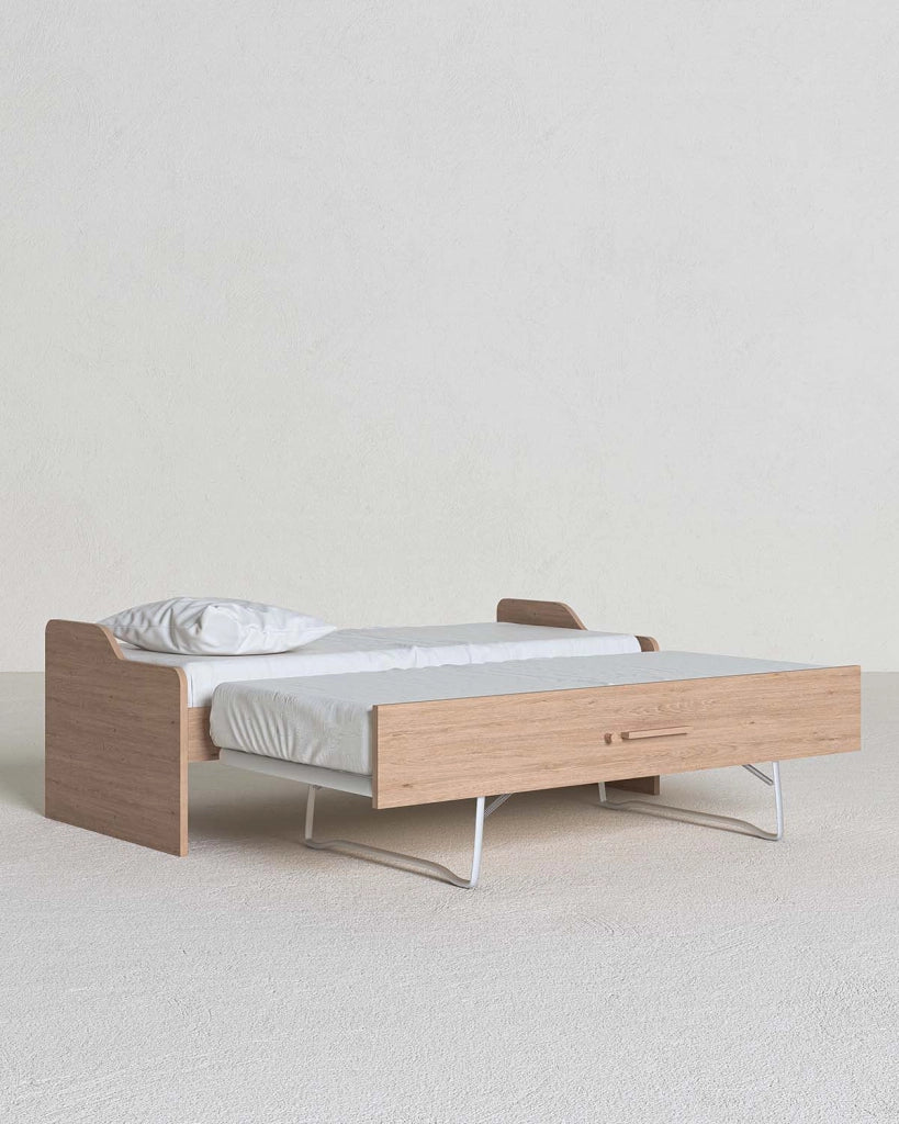 Letto attrezzato Jonny - Letto salvaspazio moderno per cameretta - Struttura virginia - Letto estraibile inferiore - Rete a doghe inclusa e materassi esclusi_