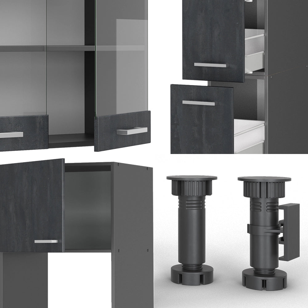 Vicco Cucina completa  Calcestruzzo nero/antracite 350 cm , PL Antracite