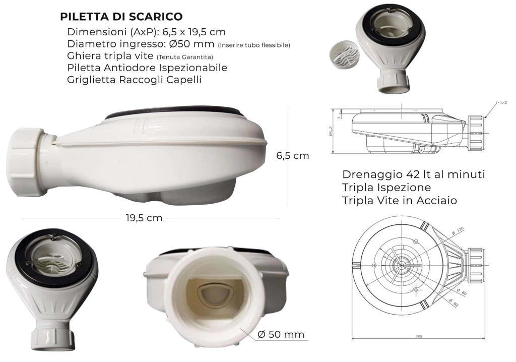 Piatto Doccia in Pietra 75x90 cm Bonussi Canton Nero