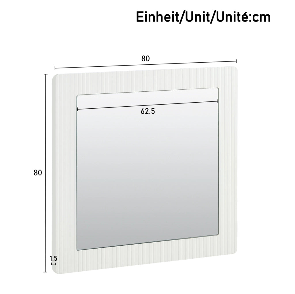 Set sideboard con specchio da parete 80x80 cm; 6 cassetti; MDF; bianco