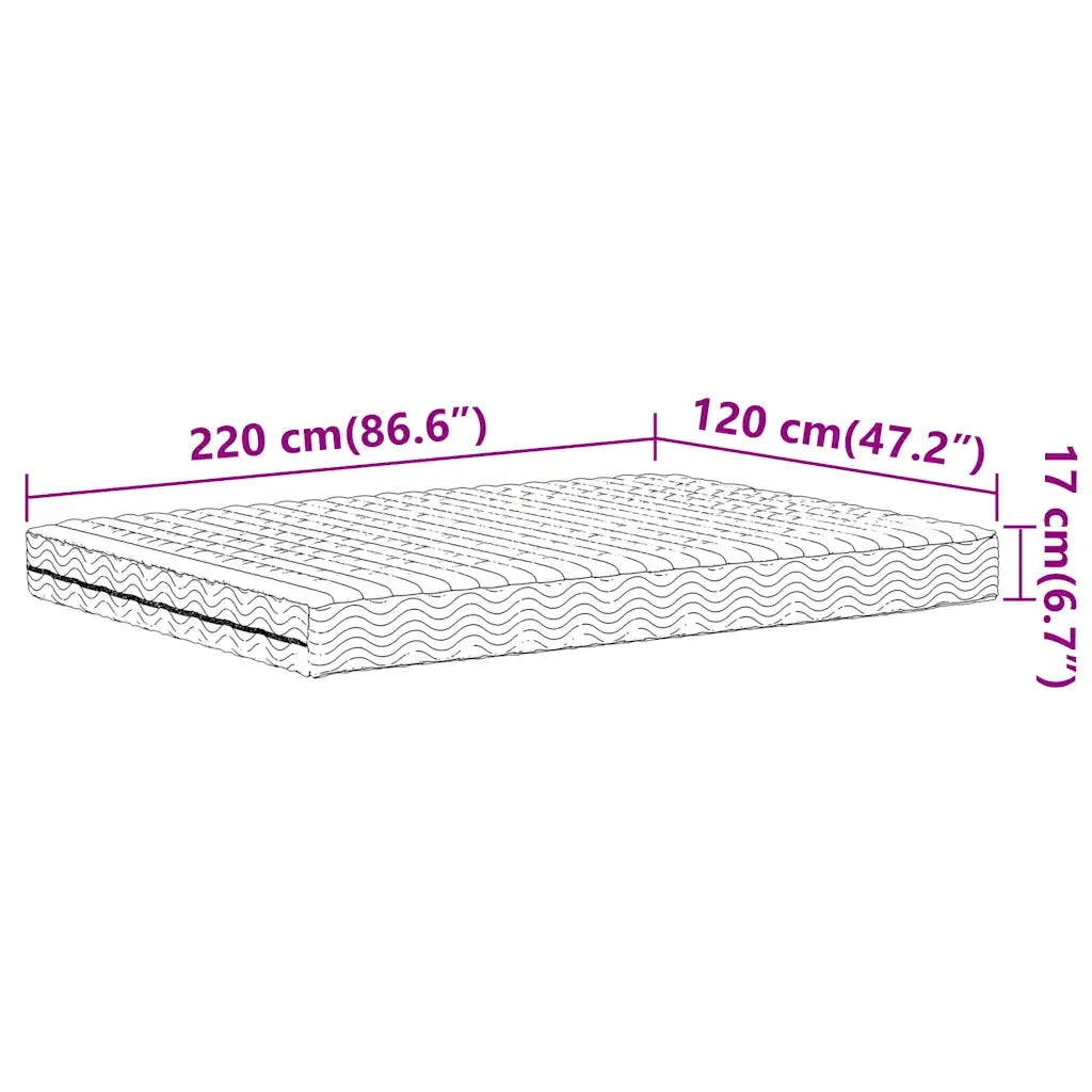 Materasso in Schiuma-Materasso per Letto Bianco 120x220 cm Durezza H2 H3