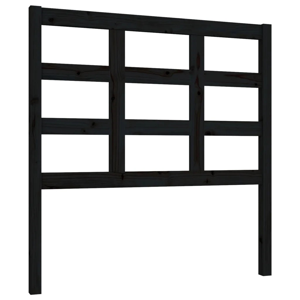 Testiera per Letto Nera 95,5x4x100 cm in Legno Massello di Pino