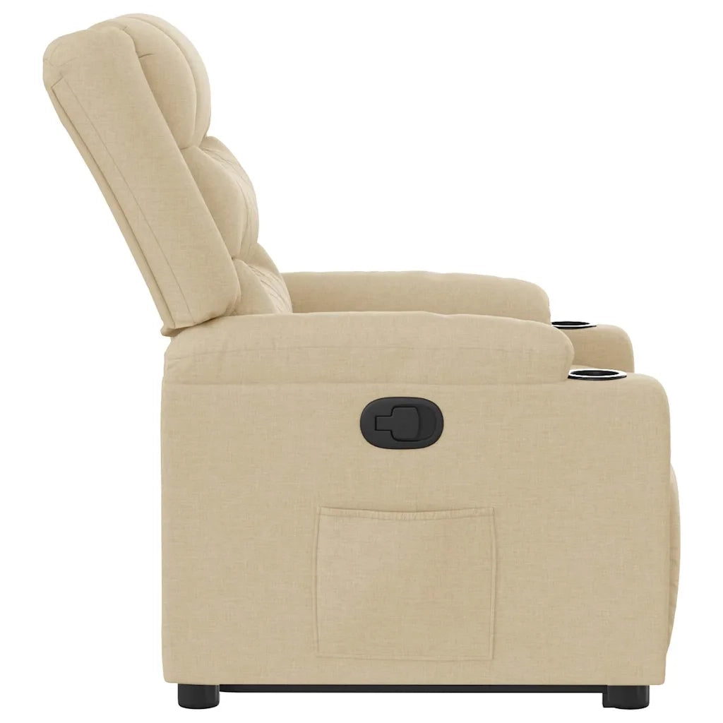 vidaXL Poltrona Alzapersona Reclinabile Crema in Tessuto
