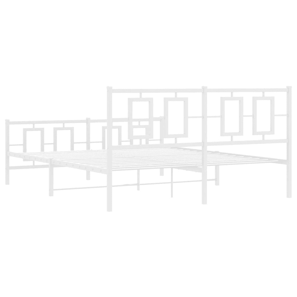 Giroletto con Testiera e Pediera-Struttura Letto Metallo Bianco 150x200 cm 412053