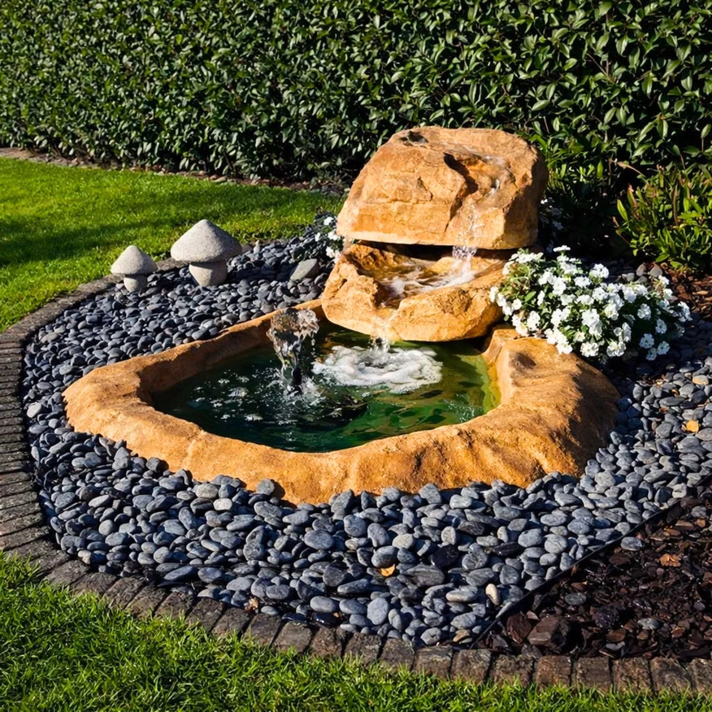 Cascata da giardino marmore con pompa e filtro con laghetto di raccolta resina