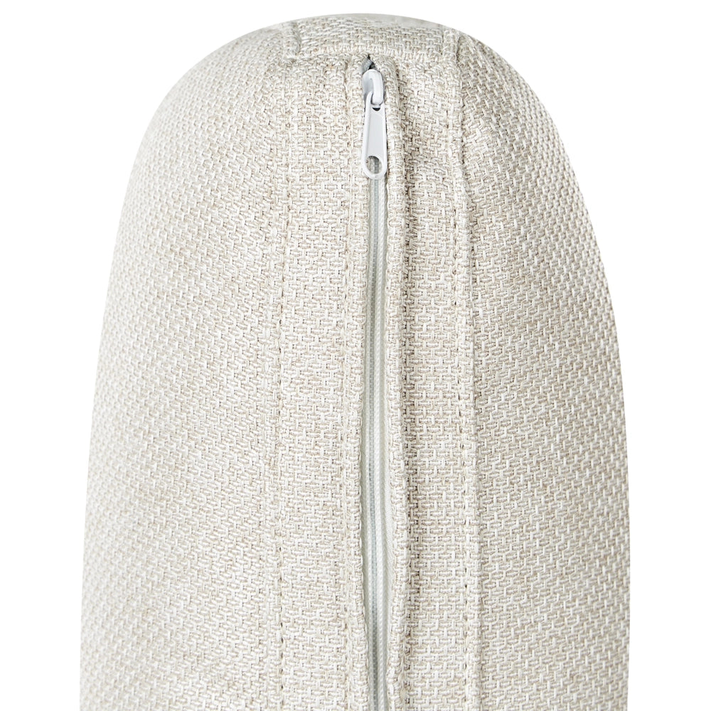 Divano imbottito a 4 posti ad angolo in tessuto beige chiaro con braccioli porta riviste e contenitore stile moderno soggiorno