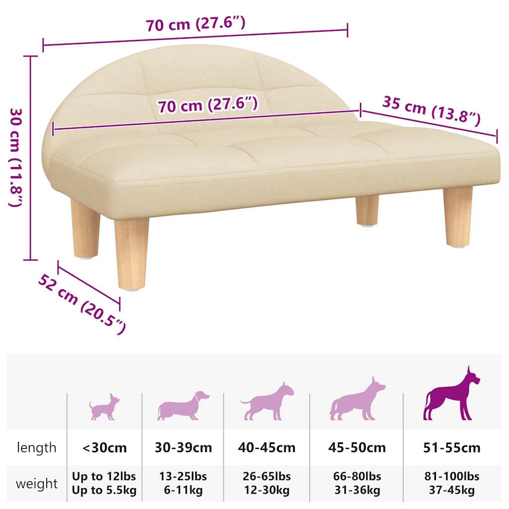 Cuccia per cani comoda cesta da divano 70 x 52 x 30 cm tessuto crema 02_0042892