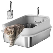 Arenero per Gatti ¨C zephmum ¨C 70x50x30 cm Grigio Acciao Inox