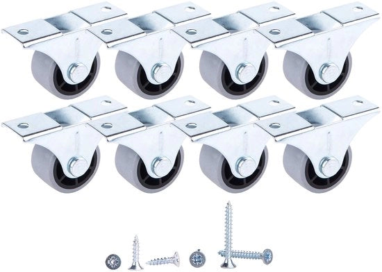 (8 pezzi) 30 mm piccoli cerchioni in gomma, cerchioni di mobili, non girevoli, non in plastica, set di cerchioni (8, Ø 30 mm/35 kg)