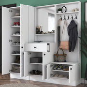 Manzano, Mobile da Ingresso Specchio Incluso, 179x37x183h cm Bianco