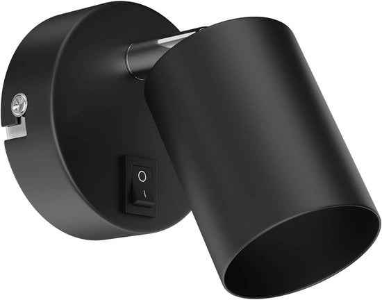 Lampada da Parete - Spot da Parete - Adatta come Lampada da Lettura e Notturna - 1 pezzo - Nero Opaco