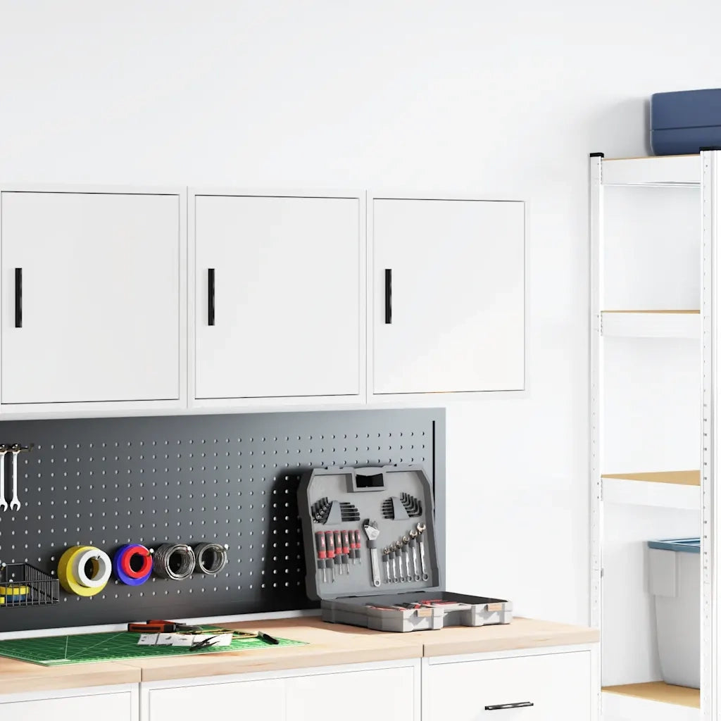 Pensili per Garage 2 pz Bianco in Legno Multistrato CFW1847361