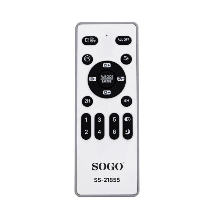 Ventilatore da soffitto 90 cm con luce LED, motore DC 18W, 6 velocità, telecomando incluso, funzione reversibile - SOGO