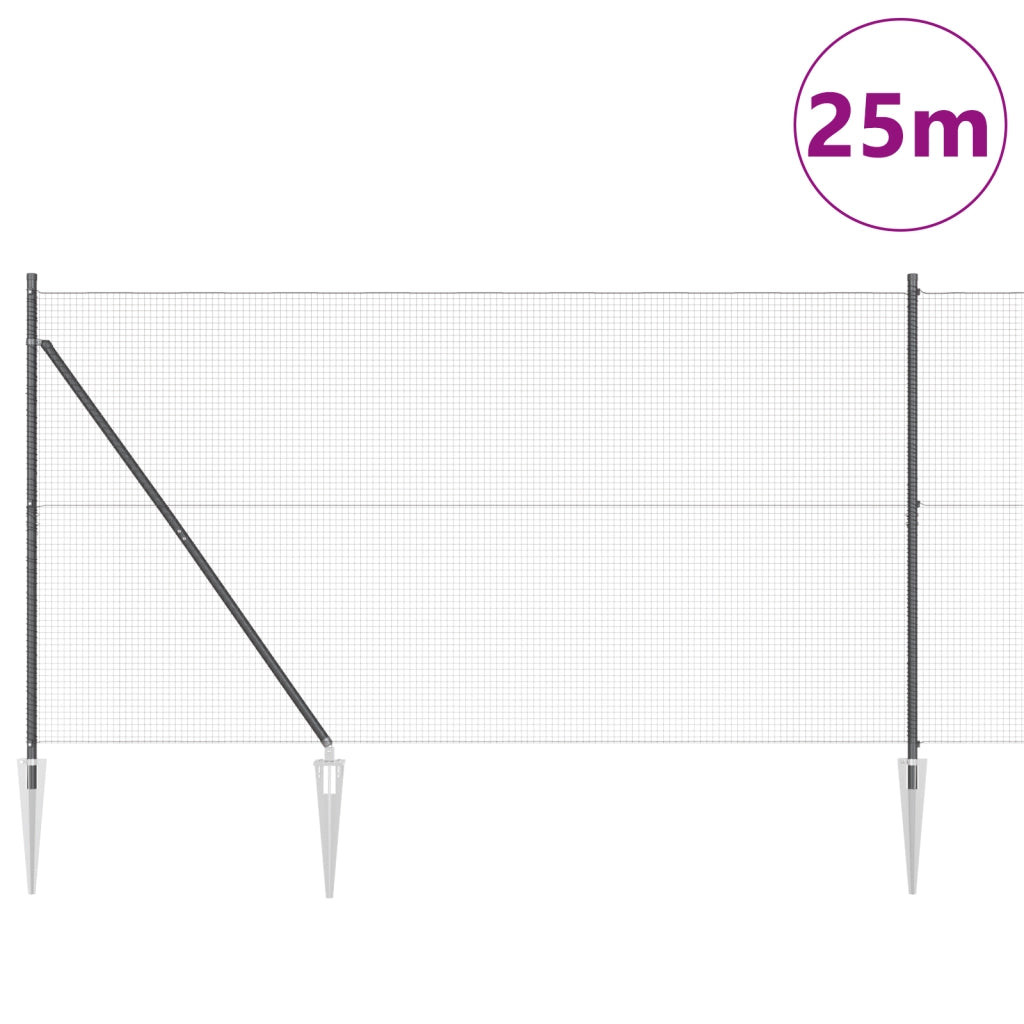 Set di Posti per Recinzione Set di 2 Grigio Metallo 25 x 1,5 m