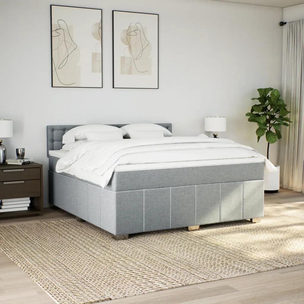 Giroletto a Molle con Materasso Grigio Chiaro180x200 cm Tessuto
