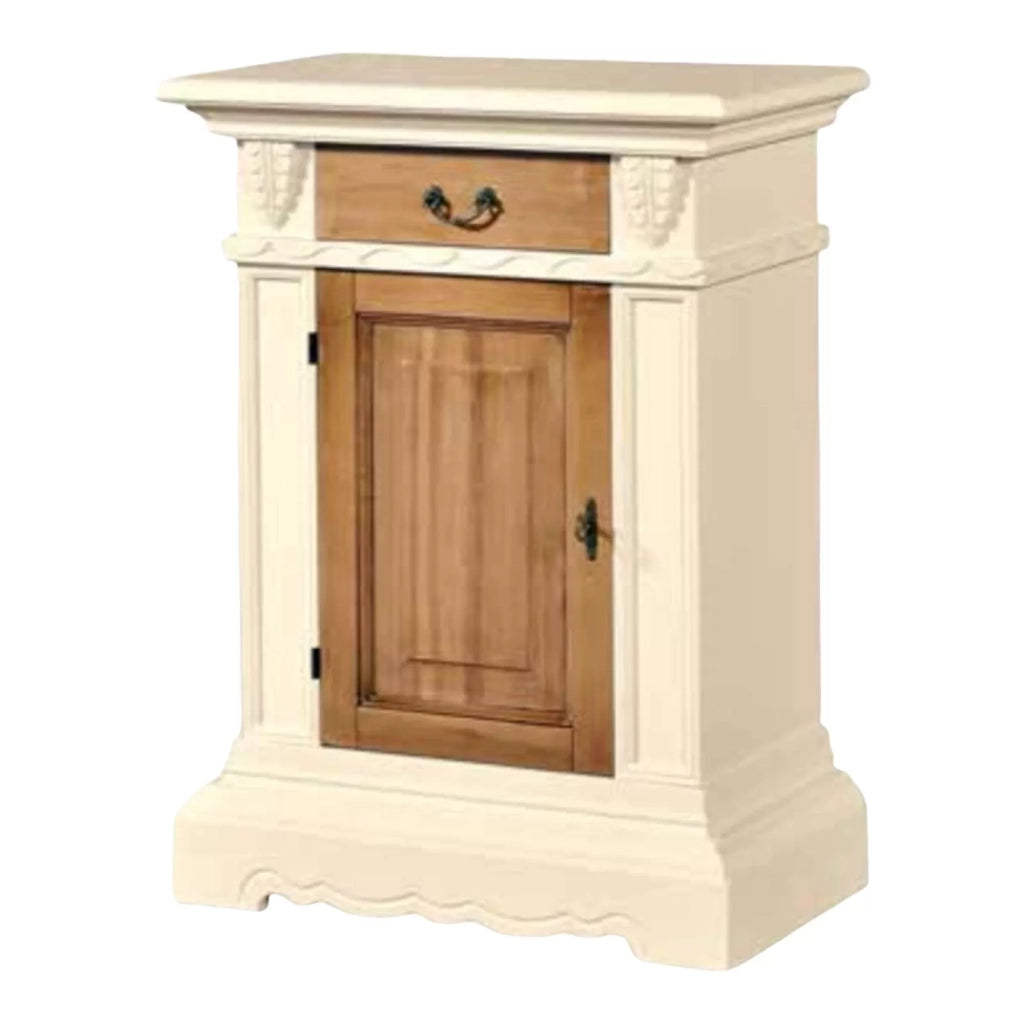 Madia credenza in legno 1 porta avorio noce grano 70x38x93 - Mobili 2G