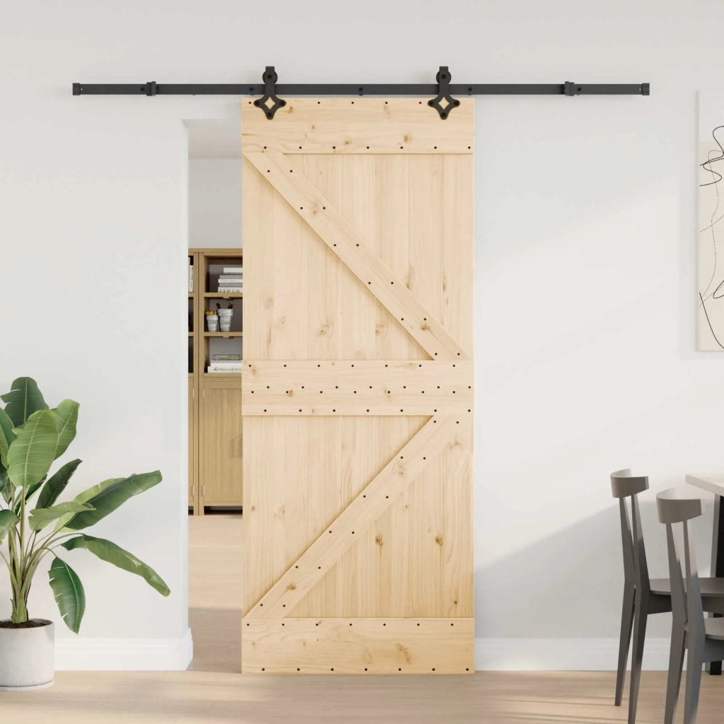 Porta scorrevole NARVIK Naturale e Nero 85 x 210 cm (213,5 cm) 3445234