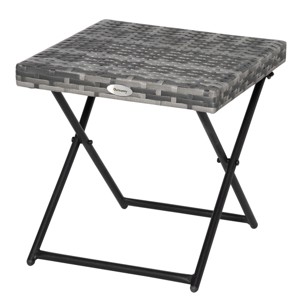 Tavolino da esterno in rattan pieghevole ¨C zephmum ¨C grigio 40x40x40 cm