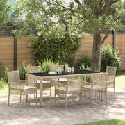 Set da Pranzo per Giardino 7 pcs Beige polyrattan 3334891