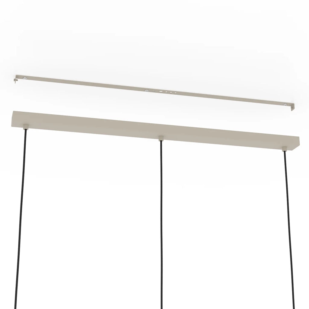 Lampadario A Sospensione Minimal Romazzina Lineare Acciaio Sabbia 3 Luci E27