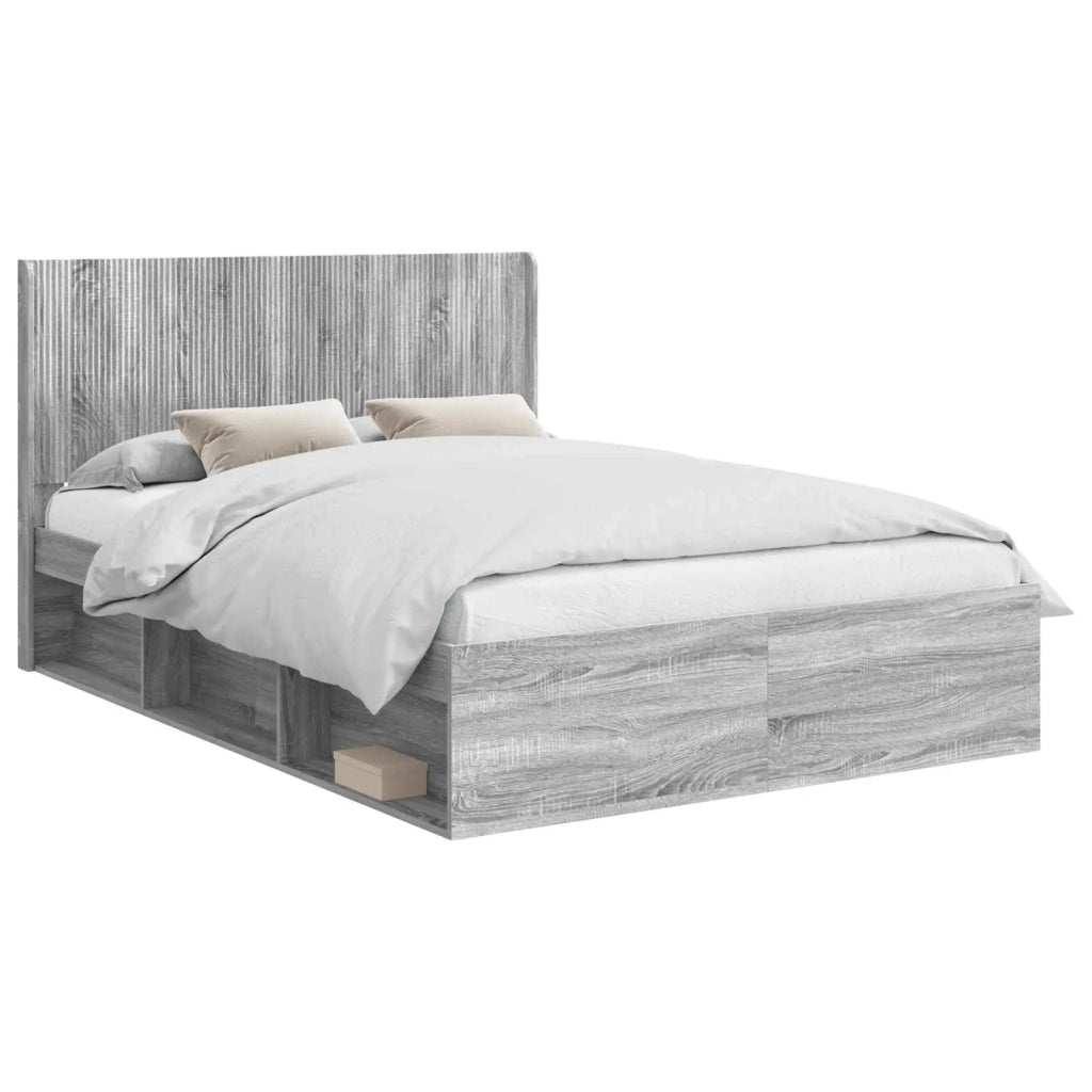Struttura del letto con stoccaggio e testata Sonoma grigio 3413874