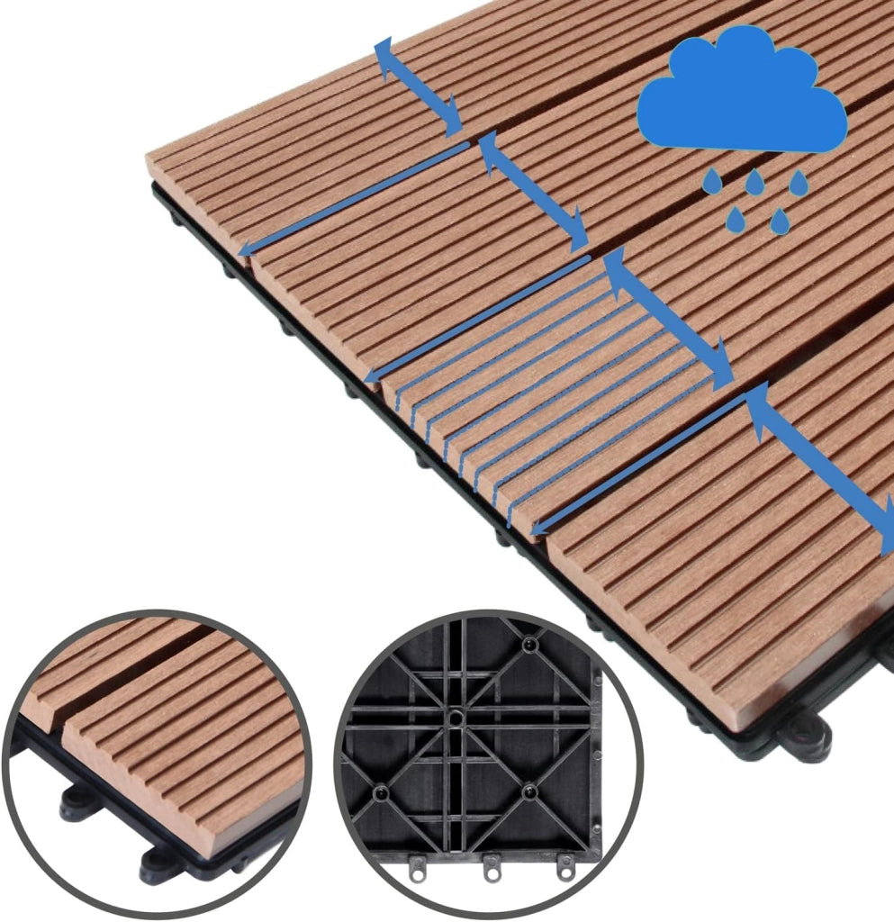 Piastrelle da Giardino in WPC 4m² Mattonelle 30x30cm Sauna Terrazza Esterno Terracotta 44 pz