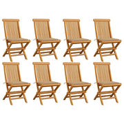 Sedie da Giardino con Cuscini Beige 8 pz in Massello di Teak cod mxl 72214