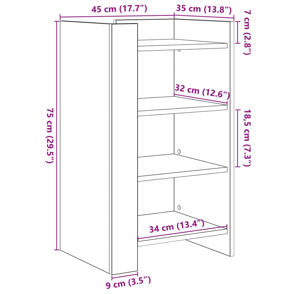 Credenza | Madia | Buffet da pranzo | Armadio da pranzo Grigio Cemento 45x35x75 cm in Legno Multistrato