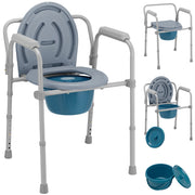 Sedia Toilette Wc Metallo Leggero Vaso Removibile per Anziani Mobilità Ridotta