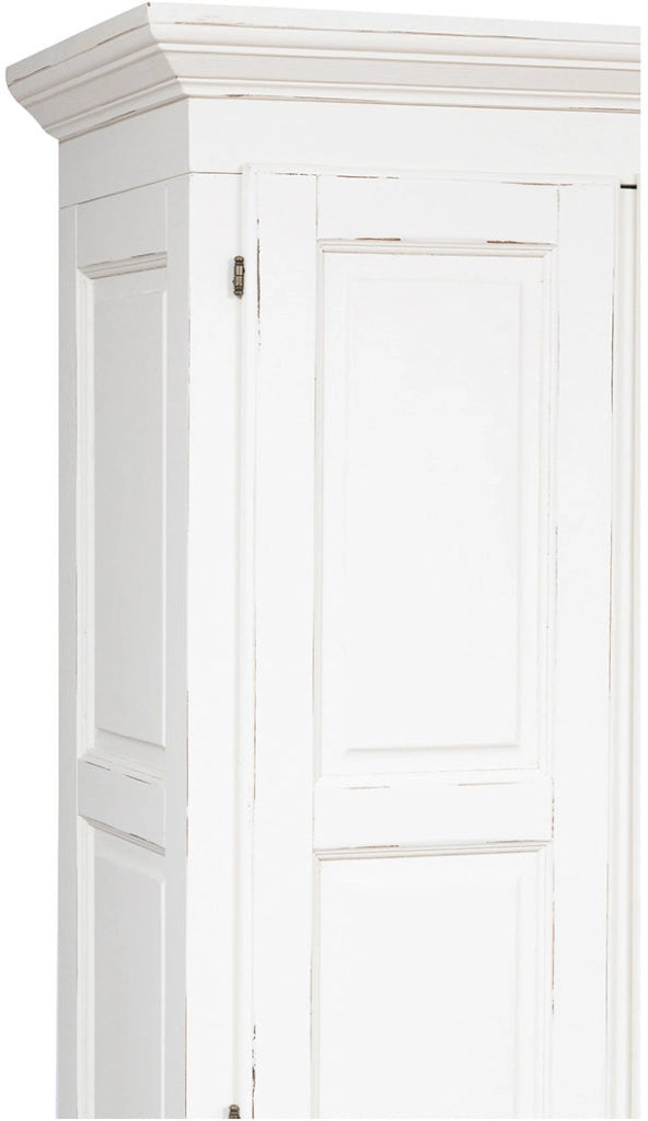Biscottini Armadio Country in legno massello di tiglio finitura bianca anticata L100xPR50xH210 cm. Made in Italy