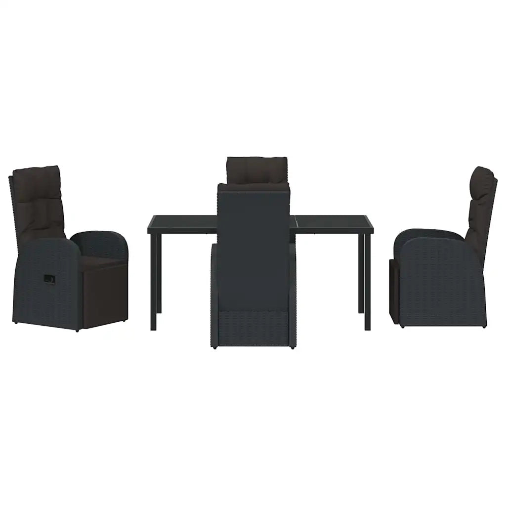 Set da Pranzo per Giardino con cuscino 5 pcs Nero polyrattan 3379516