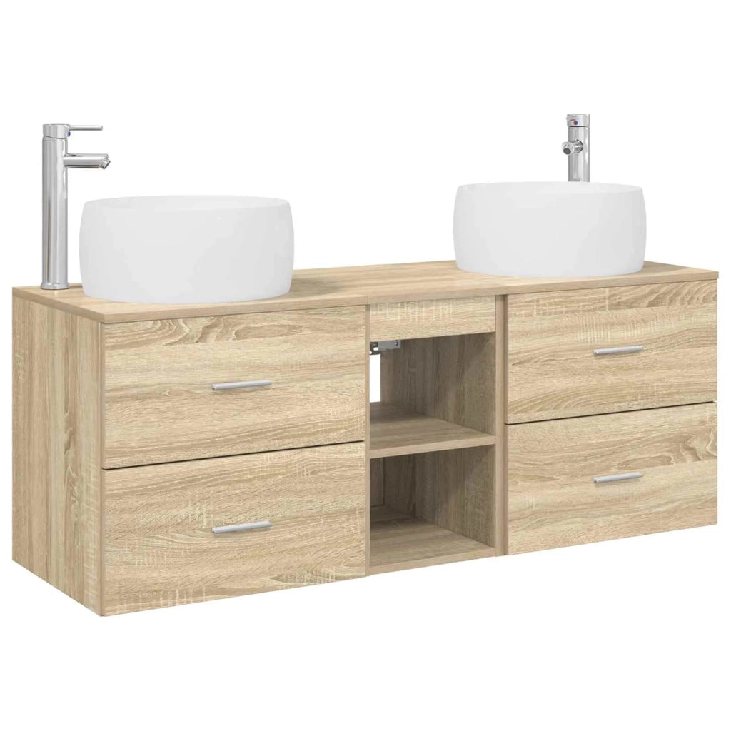 Set di mobili per il bagno 3 pz Rovere Sonoma 3405925