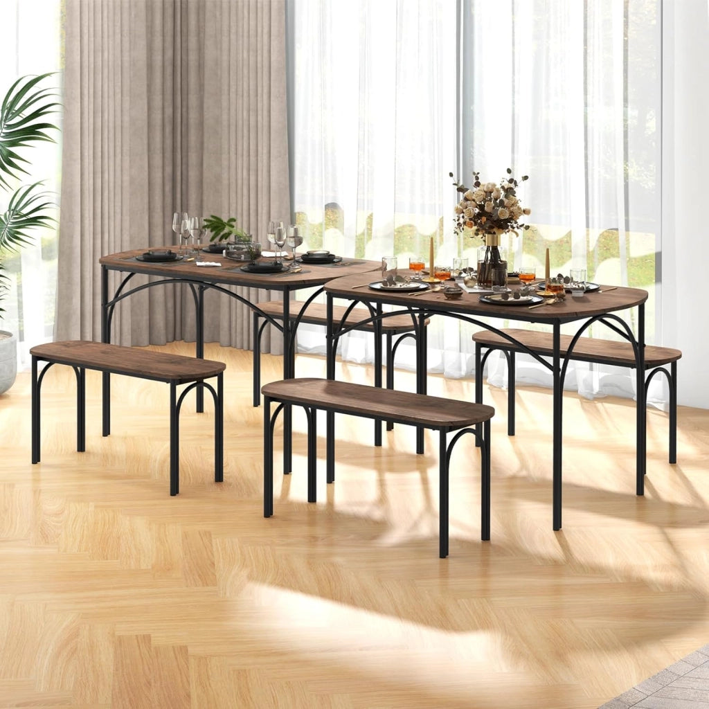 Tavolo da pranzo con 2 panche, tavolo da cucina, set da 3 pezzi, tavolo da pranzo, 70 x 120 x 76 cm, 2 panche da 30 x 90 x 45 cm, sala da pranzo salvaspazio per 4 persone, sala da pranzo