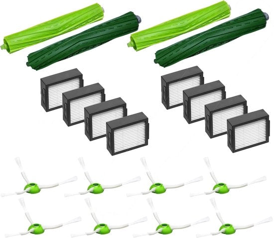 20 Accessori per robot aspirapolvere - 2 set ruote centrali, 8x filtri, 8x setole laterali