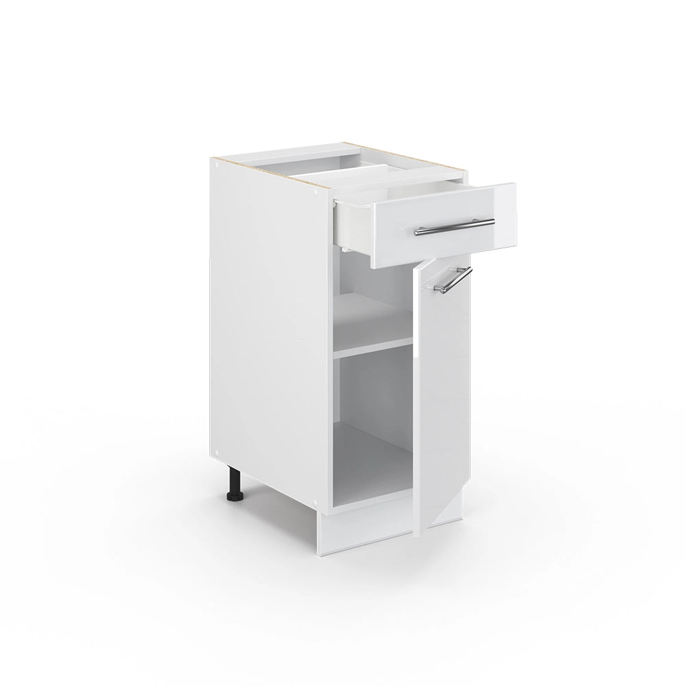 Mobiletto base per cucina Fame-Line Bianco lucido/Bianco 40 cm senza piano di lavoro Vicco